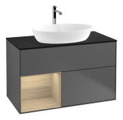 Тумба под раковину Villeroy & Boch Finion 100х50,1 см с подсветкой МДФ антрацит матовый лак/стекло черное матовое F772PCGK