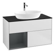 Тумба под раковину Villeroy & Boch Finion 100х50,1 см с подсветкой МДФ белый матовый лак/стекло черное матовое F772HGMT