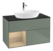 Тумба под раковину Villeroy & Boch Finion 100х50,1 см с подсветкой МДФ оливковый матовый лак/стекло черное матовое F772PCGM