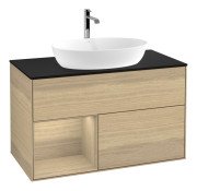 Тумба под раковину Villeroy & Boch Finion 100х50,1 см с подсветкой МДФ шпон дуба/стекло черное матовое F772PCPC