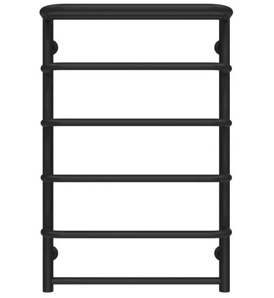 Полотенцесушитель водяной Deffi Стандарт с полкой П6 500х800 боковое левое подключение черный C.SP.80.50.6.B.B