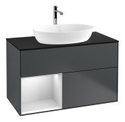 Тумба під раковину Villeroy & Boch Finion 100х50,1 см із підсвічуванням МДФ темно-синій матовий лак/скло чорне матове F772MTHG