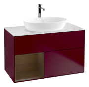 Тумба под раковину Villeroy & Boch Finion 100х50,1 см с подсветкой МДФ пион матовый лак/стекло белое матовое G771GNHB