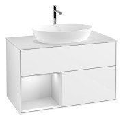 Тумба під раковину Villeroy & Boch Finion 100х50,1 см з підсвіткою МДФ білий глянцевий лак/скло біле матове G771MTGF