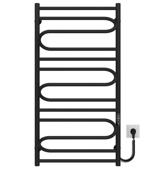Электрический полотенцесушитель Deffi Вилла 500х1000 правое подключение JD03 черный C.VP.100.50.E.B.R.1