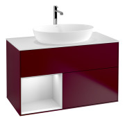 Тумба під раковину Villeroy & Boch Finion 100х50,1 см з підсвічуванням МДФ півонія матовий лак/скло біле матове G771MTHB