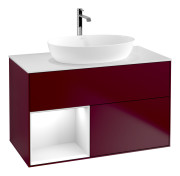 Тумба под раковину Villeroy & Boch Finion 100х50,1 см с подсветкой МДФ пион матовый лак/стекло белое матовое G771GFHB