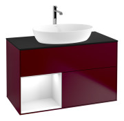 Тумба під раковину Villeroy & Boch Finion 100х50,1 см з підсвічуванням МДФ півонія матовий лак/скло чорне матове G772GFHB