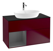 Тумба под раковину Villeroy & Boch Finion 100х50,1 см с подсветкой МДФ пион матовый лак/стекло черное матовое G772GKHB