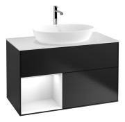 Тумба под раковину Villeroy & Boch Finion 100х50,1 см с подсветкой МДФ черный матовый лак/стекло белое матовое G771GFPD