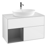 Тумба под раковину Villeroy & Boch Finion 100х50,1 см с подсветкой МДФ глянцевый белый лак/стекло белое матовое G771GKGF