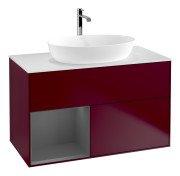 Тумба под раковину Villeroy & Boch Finion 100х50,1 см с подсветкой МДФ пион матовый лак/стекло белое матовое G771GKHB