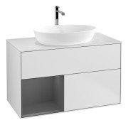 Тумба під раковину Villeroy & Boch Finion 100х50,1 см із підсвічуванням МДФ білий матовий лак/скло біле матове G771GKMT