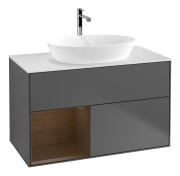 Тумба под раковину Villeroy & Boch Finion 100х50,1 см с подсветкой МДФ антрацит матовый лак/стекло белое матовое G771GNGK