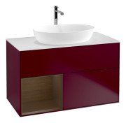 Тумба под раковину Villeroy & Boch Finion 100х50,1 см с подсветкой МДФ пион матовый лак/стекло белое матовое G771GNHB