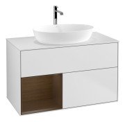 Тумба під раковину Villeroy & Boch Finion 100х50,1 см із підсвічуванням МДФ білий матовий лак/скло біле матове G771GNMT