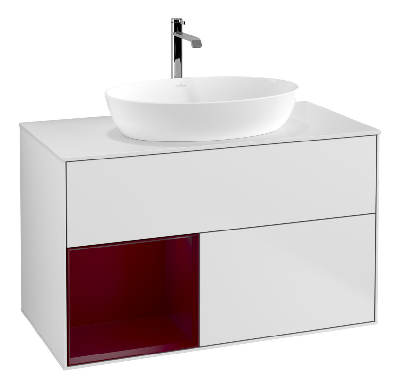 Тумба под раковину Villeroy & Boch Finion 100х50,1 см с подсветкой МДФ белый матовый лак/стекло белое матовое G771HBMT