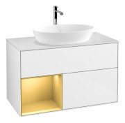 Тумба под раковину Villeroy & Boch Finion 100х50,1 см с подсветкой МДФ глянцевый белый лак/стекло белое матовое G771HFGF