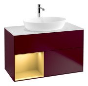 Тумба под раковину Villeroy & Boch Finion 100х50,1 см с подсветкой МДФ пион матовый лак/стекло белое матовое G771HFHB