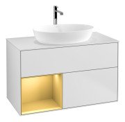 Тумба під раковину Villeroy & Boch Finion 100х50,1 см із підсвічуванням МДФ білий матовий лак/скло біле матове G771HFMT