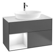 Тумба під раковину Villeroy & Boch Finion 100х50,1 см із підсвічуванням МДФ антрацит матовий лак/скло біле матове G771GFGK