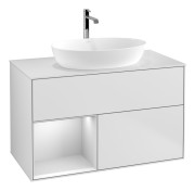 Тумба под раковину Villeroy & Boch Finion 100х50,1 см с подсветкой МДФ белый матовый лак/стекло белое матовое G771MTMT