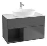 Тумба под раковину Villeroy & Boch Finion 100х50,1 см с подсветкой МДФ антрацит матовый лак/стекло белое матовое G771PDGK