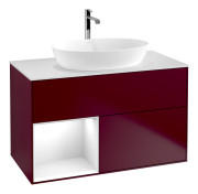 Тумба под раковину Villeroy & Boch Finion 100х50,1 см с подсветкой МДФ пион матовый лак/стекло белое матовое G771GFHB