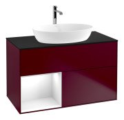 Тумба под раковину Villeroy & Boch Finion 100х50,1 см с подсветкой МДФ пион матовый лак/стекло черное матовое G772GFHB