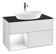 Тумба под раковину Villeroy & Boch Finion 100х50,1 см с подсветкой МДФ белый матовый лак/стекло черное матовое G772GFMT