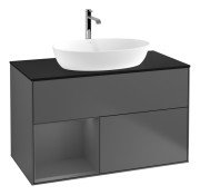 Тумба під раковину Villeroy & Boch Finion 100х50,1 см із підсвічуванням МДФ антрацит матовий лак/скло чорне матове G772GKGK