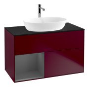 Тумба під раковину Villeroy & Boch Finion 100х50,1 см з підсвічуванням МДФ півонія матовий лак/скло чорне матове G772GKHB