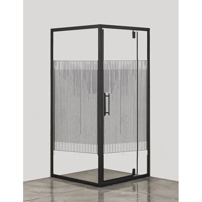 Душова кабіна Sansa 90х90 см профіль чорний/скло прозоре з візерунком SH-90BL