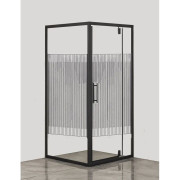 Душевая кабина Sansa 90х90 см профиль черный/стекло прозрачное с узором SH-90BL