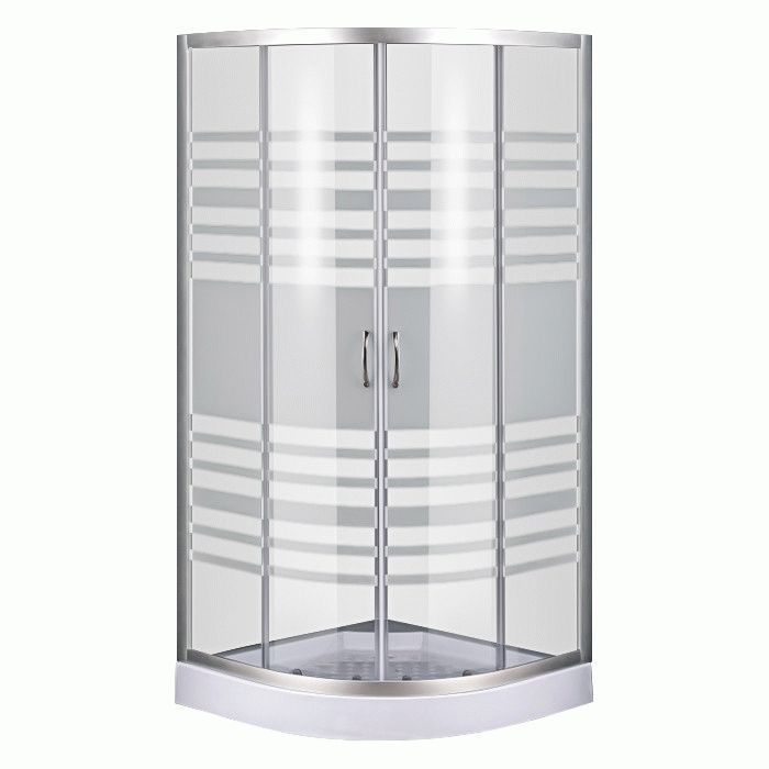 Душова кабіна Sansa 90х90 см профіль сатин/скло прозоре з візерунком lines S-90/15 (2)