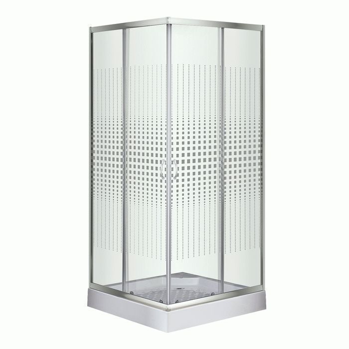 Душова кабіна Sansa 90х90 см профіль сатин/скло прозоре з візерунком мозаїка S-90S/15