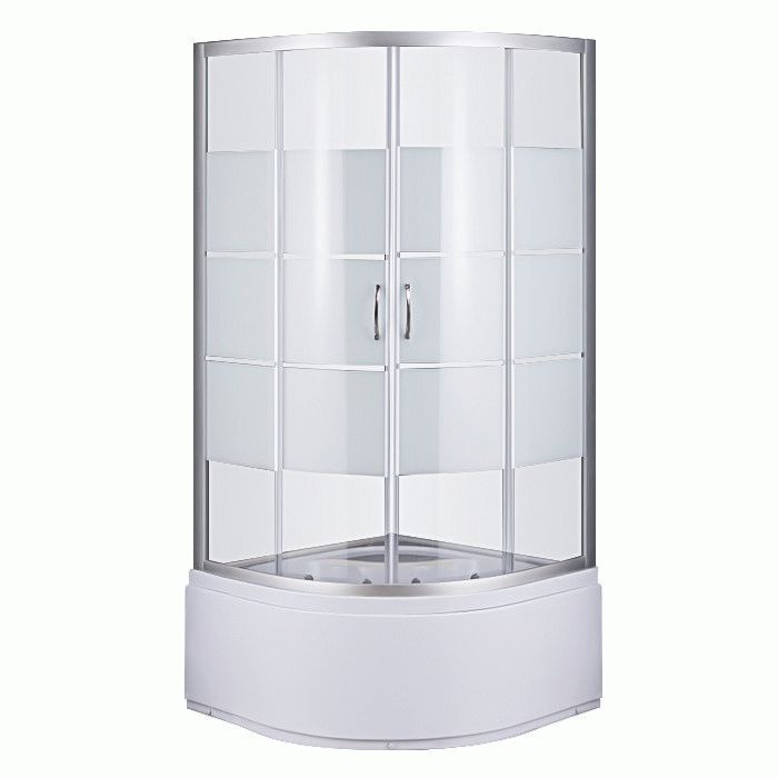 Душевая кабина Sansa 90х90 см профиль сатин/стекло прозрачное с узором lines S-90/40 (2)