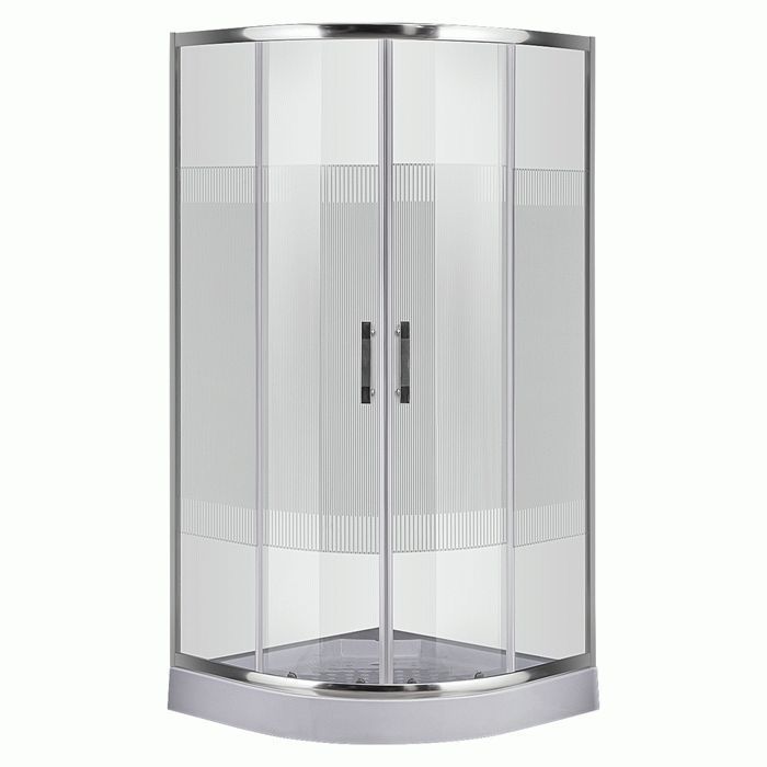 Душова кабіна Sansa 90х90 см профіль сатин/скло прозоре з візерунком SH-90/15