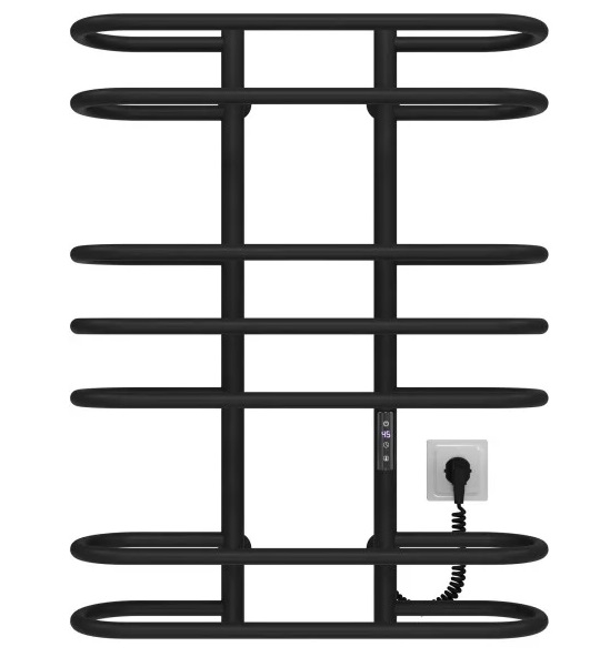 Электрический полотенцесушитель Deffi Британика П7 600х800 правое подключение JD03 черный C.BR.80.60.7.E.B.R.1