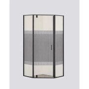 Душевая кабина Sansa 90х90 см профиль черный/стекло прозрачное с узором SH-90BL (T)