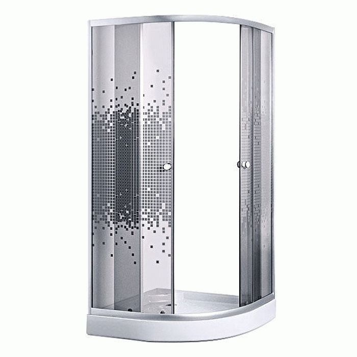 Душевая кабина Sansa 90х90 см профиль сатин/стекло прозрачное с узором мозаика серый S-90/15M