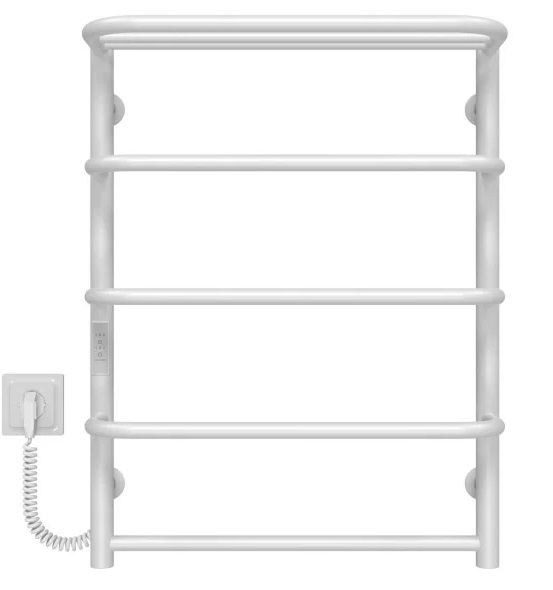 Электрический полотенцесушитель Deffi Стандарт с полкой П5 500х700 левое подключение WD03 белый C.SP.70.50.5.E.W.L.3