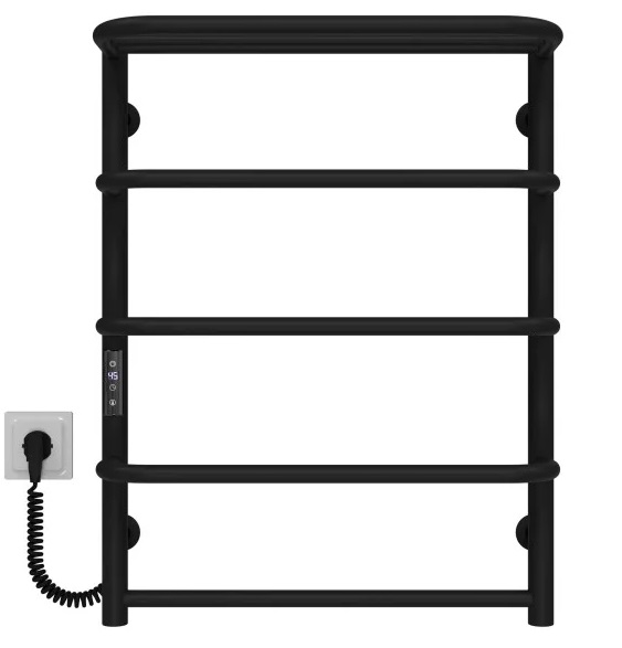 Электрический полотенцесушитель Deffi Стандарт с полкой П5 500х700 левое подключение JD03 черный C.SP.70.50.5.E.B.L.1