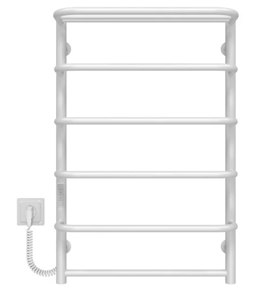 Электрический полотенцесушитель Deffi Стандарт с полкой П6 500х800 левое подключение WD03 белый C.SP.80.50.6.E.W.L.3