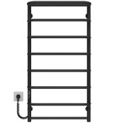 Электрический полотенцесушитель Deffi Стандарт с полкой П8 500х1000 левое подключение JD03 черный C.SP.100.50.8.E.B.L.1