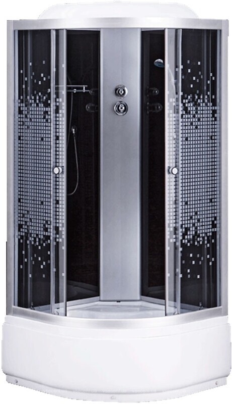 Гідробокс Sansa 90х90 см профіль сатин/скло сіре мозаїк 888/40M