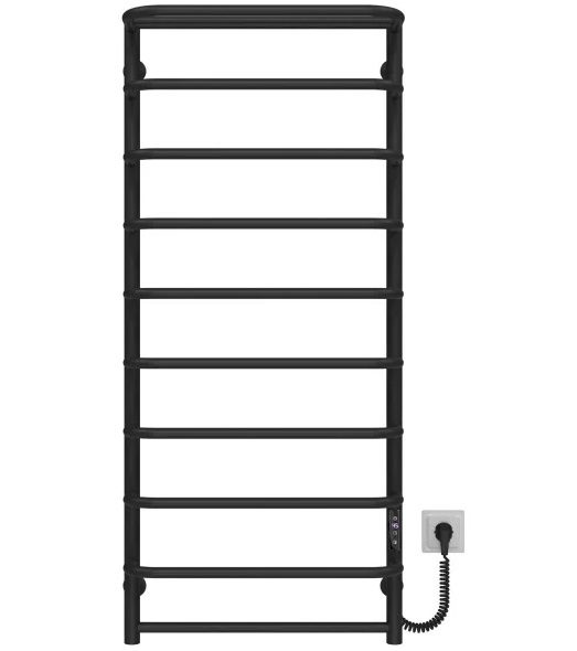 Электрический полотенцесушитель Deffi Стандарт с полкой П10 500х1200 правое подключение JD03 черный C.SP.120.50.10.E.B.R.1