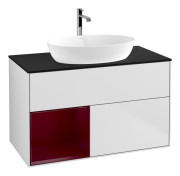 Тумба под раковину Villeroy & Boch Finion 100х50,1 см с подсветкой МДФ белый матовый лак/стекло черное матовое G772HBMT