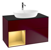 Тумба под раковину Villeroy & Boch Finion 100х50,1 см с подсветкой МДФ пион матовый лак/стекло черное матовое G772HFHB