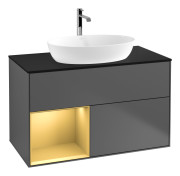 Тумба под раковину Villeroy & Boch Finion 100х50,1 см с подсветкой МДФ антрацит матовый лак/стекло черное матовое G772HFGK